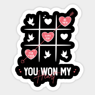 You Won My Heart, Cute Valentines Day Couple Saying Sticker